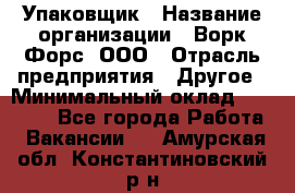 Упаковщик › Название организации ­ Ворк Форс, ООО › Отрасль предприятия ­ Другое › Минимальный оклад ­ 24 000 - Все города Работа » Вакансии   . Амурская обл.,Константиновский р-н